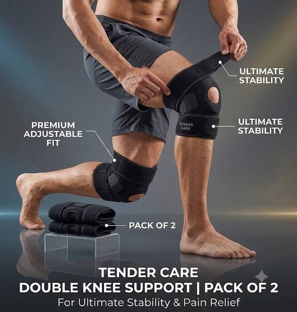 Tender Care Premium Adjustable Double Knee Support / Knee Cap for Pain Relief, Gym & Sports Knee Support