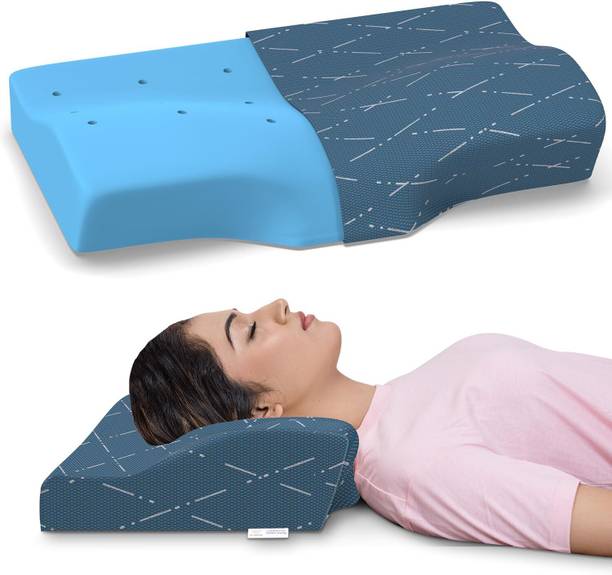 MY ARMOR Cool Gel Memory Foam Cervical Pillow with Outer Cover, 18.5" x 11", Dual Height, Cervical Pillow