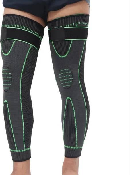 alyv Full Leg Compression Sleeve – Knee & Calf Support (Pack of 2, XL, Black/Green) Knee Support