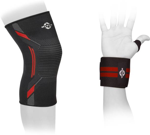NIVIA Knitted Knee+ Weightlifting Wrist Combo, Pack Of 2 Supporter