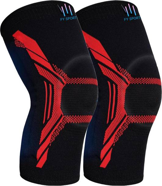 FY Sports Knee Cap Pro, Support, Black & Green, Medium, Pack of 2 Knee Support