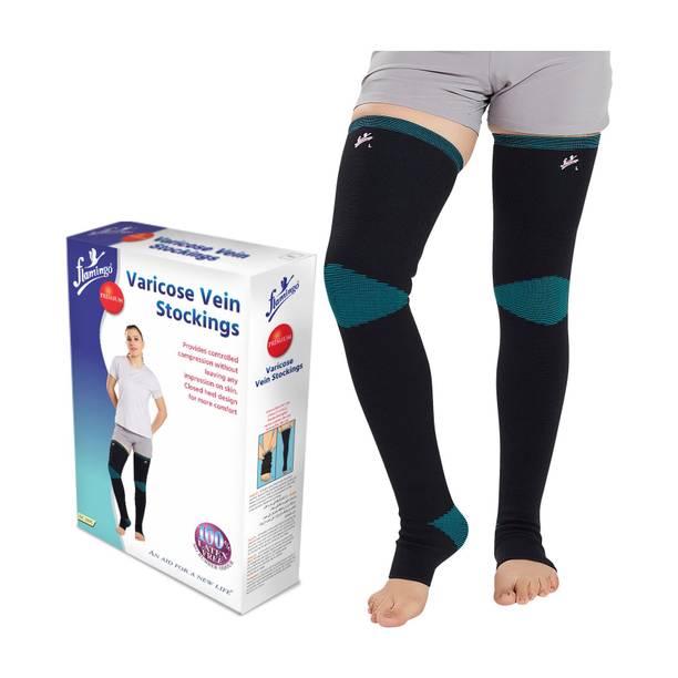 FLAMINGO Varicose Vein Stockings - Pain Relief, Compression Comfort, Breathable Fabric Supporter