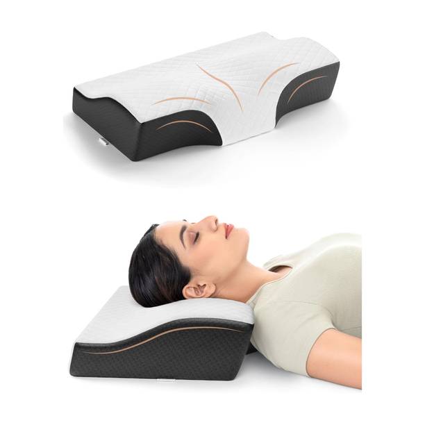 FOVERA Cervical Pillow for Neck Pain | Orthopedic Memory Foam Contour Sleeping Pillow, Cervical Pillow
