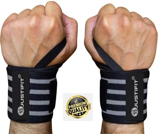 जस्टीफिट Professional Wrist Band Strap for gym fitness support weight lifting-1 Pair रिस्ट सपोर्ट
