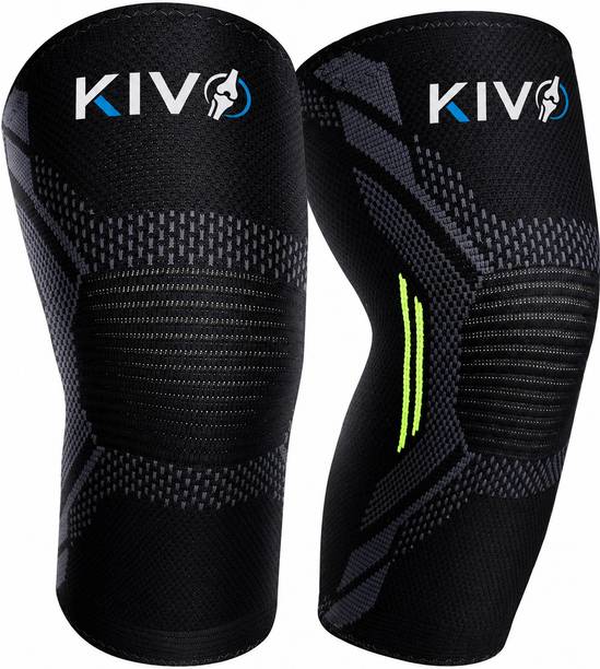 Kivo. Knee Cap,Compression Sleeve, Running, Gym, Hiking Knee Support (Green, Black) Knee Support