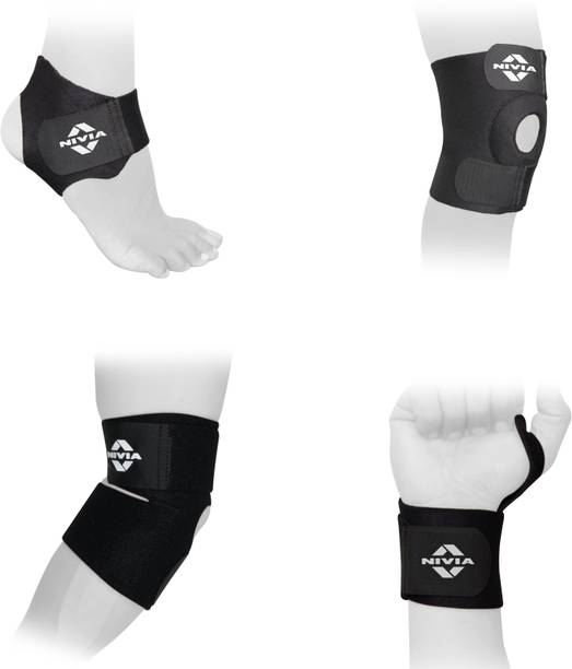 NIVIA Basic Support Combo (Wrist + Elbow + Knee + Ankle), Pack Of 4 Supporter