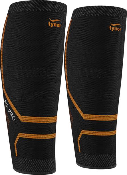 TYNOR Calf and Shin Support Air Pro, Black & Orange, Large, 1 Unit Knee Support