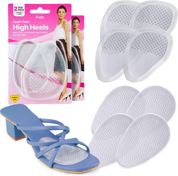 Frido High Heels Ball of Foot Cushions, Pack of 4 Pairs (2 Wide & 2 Compact) Heel Support