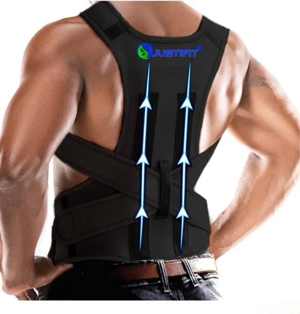 JUSTIFIT Posture Corrector Belt For Men And Women For Back Pain Belt (Black) Posture Corrector