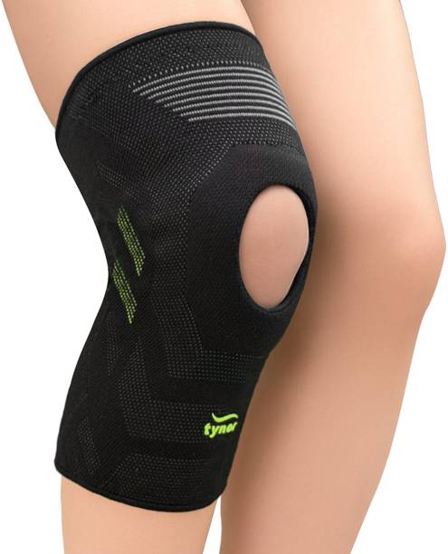 TYNOR Knee Cap Air Open Patella, Black & Green, Medium, 1 Unit Knee Support