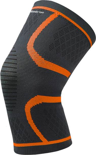 Wonder Care Grey Orange Knee Support Compression Sleeve for Gym Sports Pain Relief Knee Support