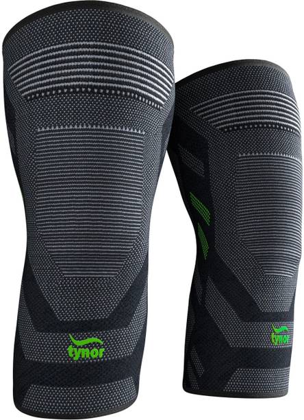 TYNOR Cap Air Pro, Black & Green, Medium, Pack of 2 Knee Support