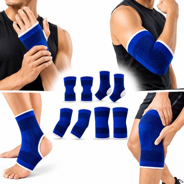 Shopeleven Combo of Palm Gloves+ Knee Support + Elbow Support + Ankle Support Hand Support Knee Support