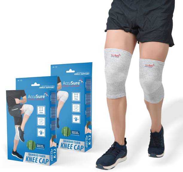 AccuSure Bamboo Yarn Knee Compression Brace Unisex For Pain, Running,Gym, Sport Pair of 2 Knee Support