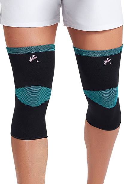 FLAMINGO Premium Knee Cap (Pair), 4-Way Stretch Brace, Patella Knitting Knee Support