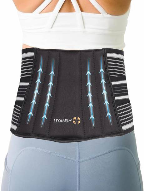 LIYANSH Black Lumbo Sacral Lower Back Pain Relief Brace With Double Strapping Abdominal Belt