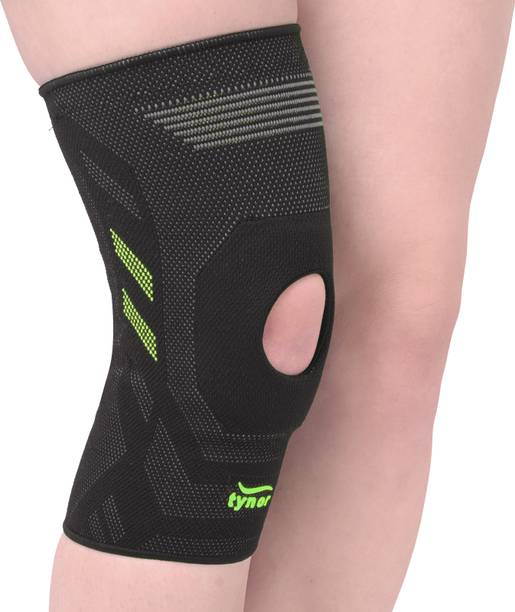 TYNOR Knee Cap Air Open Patella, Black & Green, Medium, 1 Unit Knee Support