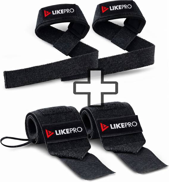 LIKEPRO Premium Lifting Straps with Wrist Wrap Support Strong Grip Gym Accessories Wrist Support