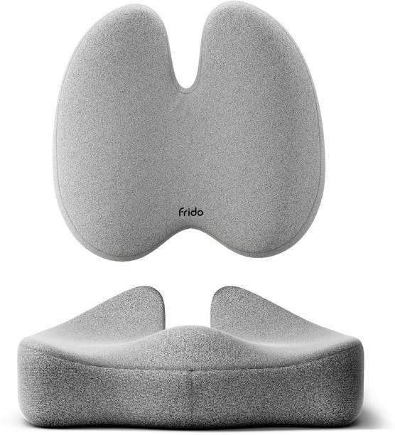 Frido Ultimate Pro Seat Cushion & Posture Corrector Backrest Cushion Combo, Grey Back / Lumbar Support