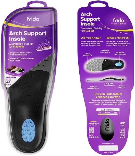 फ्रिडो Semi Rigid Arch Support Insole for Flat Feet, Medium 6-8 UK फुट सपोर्ट