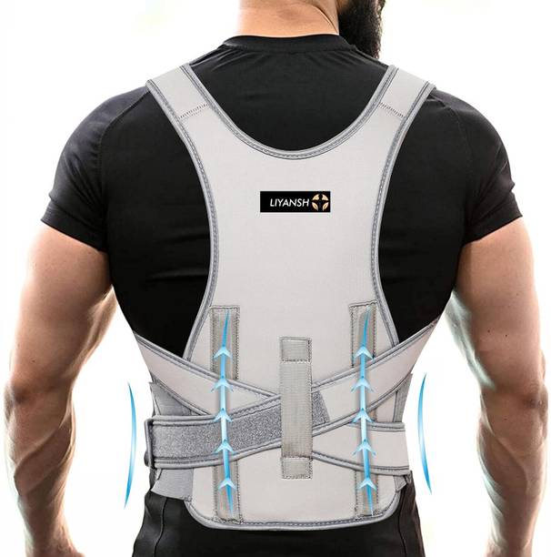 LIYANSH Back Belt For Men & Women. (Grey Metallic belt) Posture Corrector