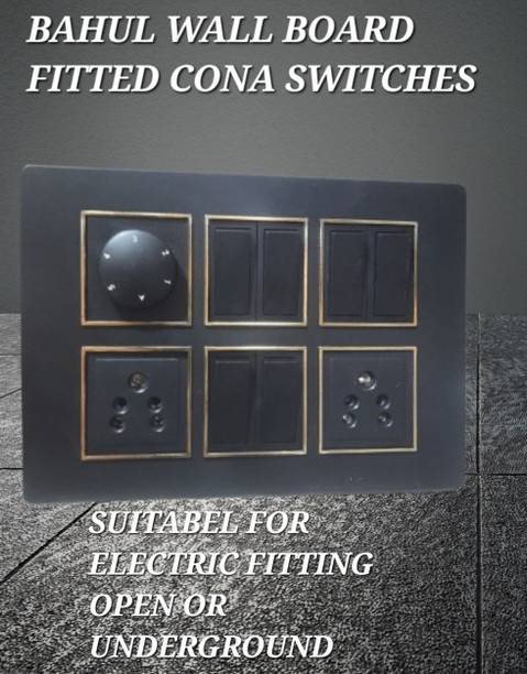 BAHUL Modular Wall Switch Board Pre Wired PVC Plate with Socket Regulator 2  Socket Extension Boards