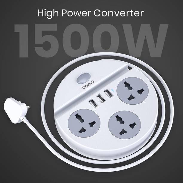 DEGNO Multi Socket Power Extension Board with USB Charger & Mobile Holder 3USB Ports 6  Socket Extension Boards