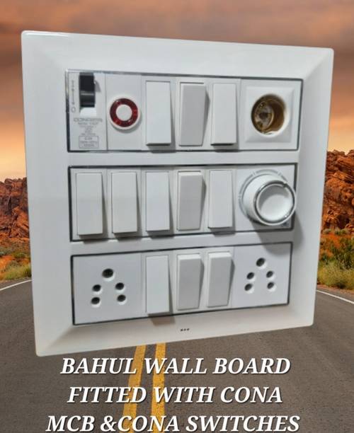 BAHUL Wall BOARD WITH CONA MCB &CONA SWITCHES 2  Socket Extension Boards