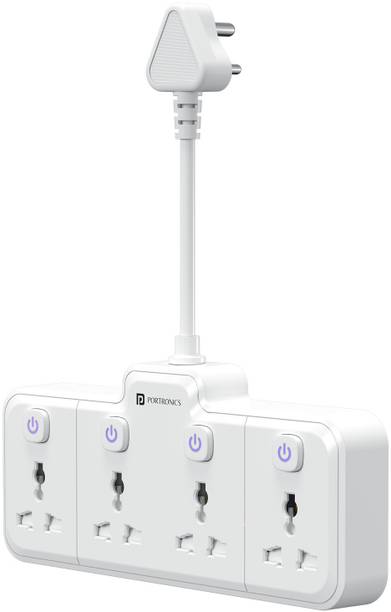 Portronics Power Plate Pro, 4-in-1 Power Extender with Individual Switches & Flexible Cord 4 Socket Extension Boards