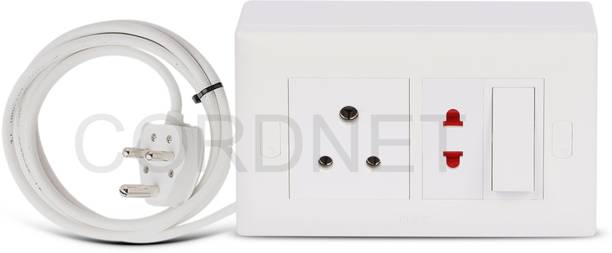 Cordnet Premium Modular Extension With With two Pin Socket and Switch three Core Wire 1  Socket Extension Boards