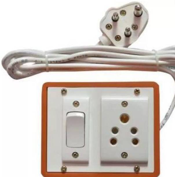 Ganpati 6 Amp Anchor Socket+Switch 3 pin top 6 amp 1.5 mm Long Wire Cable Cord 5 Meter 1  Socket Extension Boards