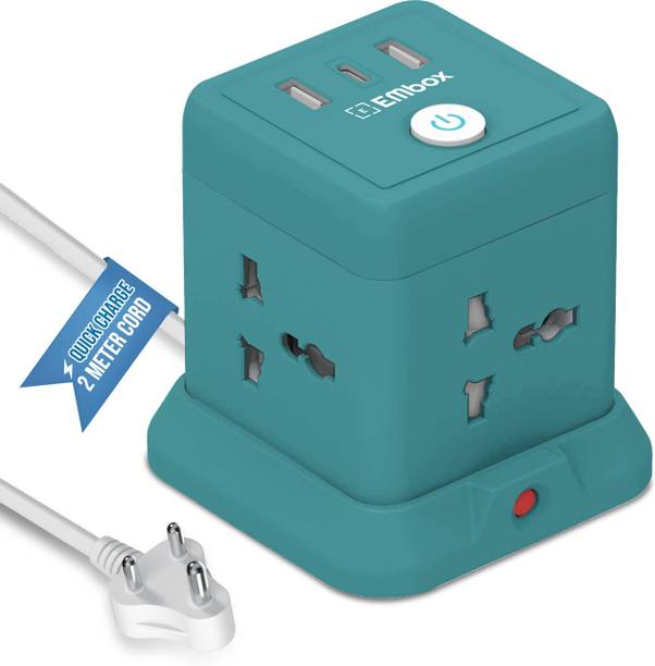 EMBox EMBOX Cube Extension Board with 4 Universal Sockets, USB and Type C Port 4  Socket Extension Boards