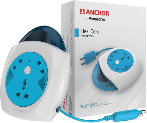 ANCHOR Anchor by Panasonic 6A Flexi Cord 2 Pin 8 Mtr Universal Socket With Indicator 3  Socket Extension Boards