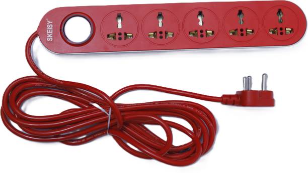 Saubhagye RED EXT-501, SURGE PROTECTOR POWER 10AMP, LED INDICATOR, 2.5 MTR WIRE 5  Socket Extension Boards