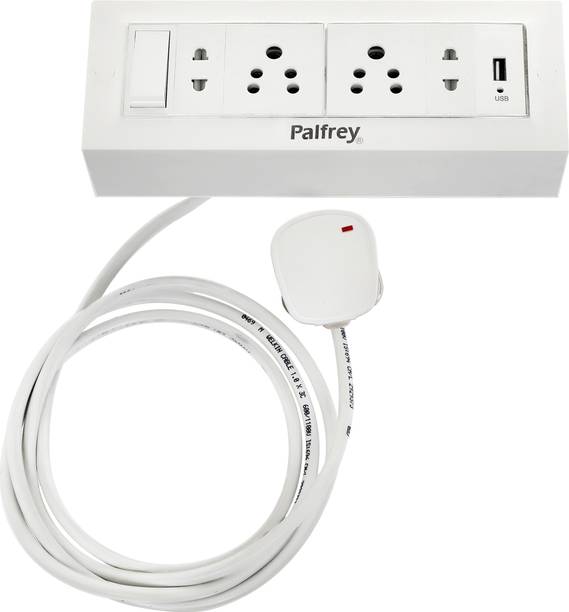 PALFREY Extension Board-One Switch + Four Socket + USB|3 meter Wire (1800W) 5  Socket Extension Boards