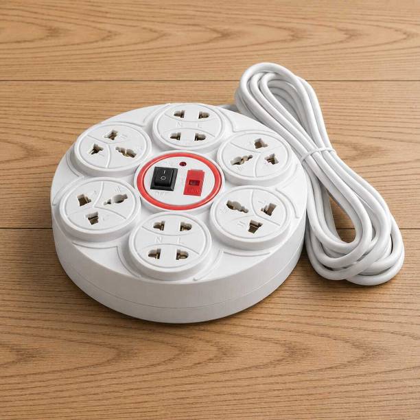 REVOL 6-in-1 Power Socket Hub for Students – Round Design with Master Power Switch 6 6  Socket Extension Boards