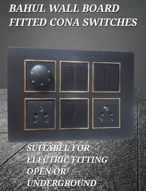BAHUL Modular Wall Switch Board Pre Wired PVC Plate with Socket Regulator 2  Socket Extension Boards