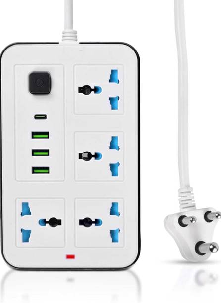 joyal EXTENSION CORD ,SHOCK PROOF 3 USB & 1 TYPE-C PORT [UNIVERSAL SOCKET] 4  Socket Extension Boards