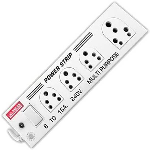 Nuluk 16A 3+1+1 Metal Powder Strip with Switch 3 Core Round 4  Socket Extension Boards