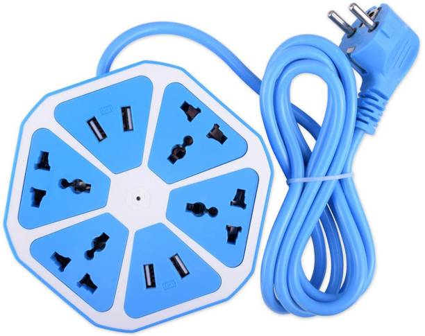 Minura Hexagon Socket with USB Charger, 4-Outlet with 4-USB Power Socket Extension Board 4  Socket Extension Boards