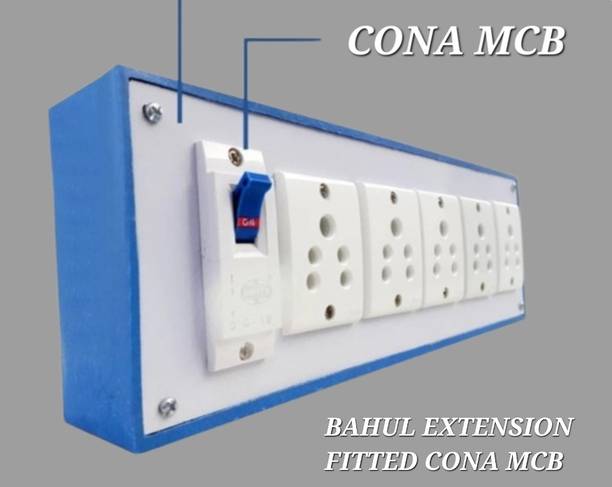 BAHUL SHOCKPROOF PVC EXTENSION WITH CONA MCB WITH SMALL PLUG. 5  Socket Extension Boards