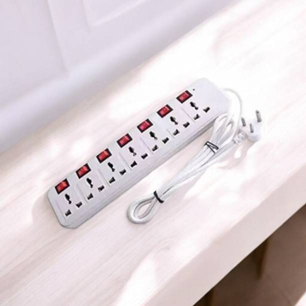D-DEVOX 7 shoket plus 7 Switch 6AMP Capacity(White) 7 Socket Extension Boards 7  Socket Extension Boards