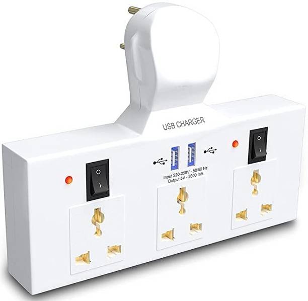 STARVOKES 3 Pin USB Multi Plug Socket Extension Cord with Individual 20 A Three Pin Socket 3  Socket Extension Boards