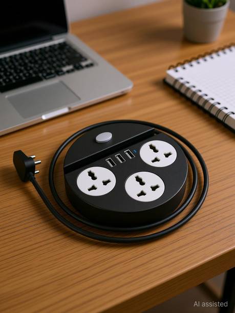 DEGNO 2500W Extension cord USB Charger & Mobile Holder 3AC Socket & 3USB Ports Power 6 Socket Extension Boards
