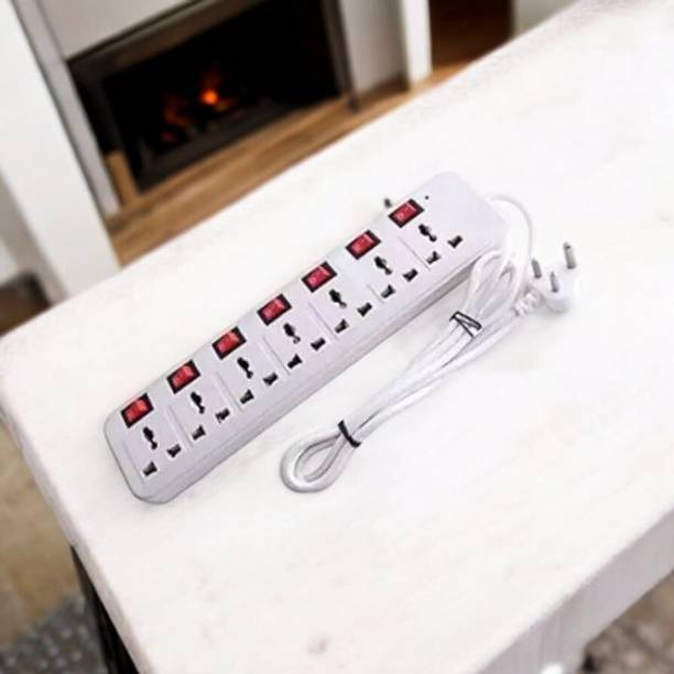 D-DEVOX 7 shoket plus 7 Switch 6AMP Capacity(White) 7 Socket Extension Boards 7  Socket Extension Boards