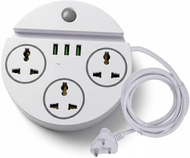 NIBBIN Multi Plug Power Strip Surge Protector with 3 USB Ports and Mobile Holder 1  Socket Extension Boards