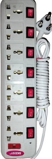 Skeisy SURGE 7 SOCKET 7 SWITCH EXTENSION CORD POWER UP 6AMP AND 240V CORD LENGHT 3 MTR 7  Socket Extension Boards