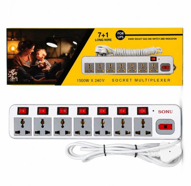 sumraj Power Extension Cord Heavy Duty Spike Guard With Individual Switches 7  Socket Extension Boards