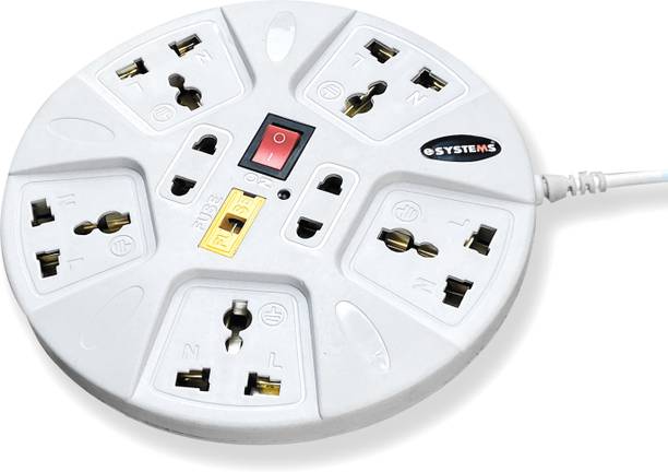 eSYSTEMS 6 Amp Multi Plug Point Strip, Cord (3.6 Meter) Wire & Universal 7  Socket Extension Boards