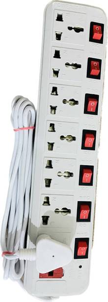 DigiPrints 7 Socket Extension Board: 7x7 Power Strip with Individual Switches & Light 7  Socket Extension Boards